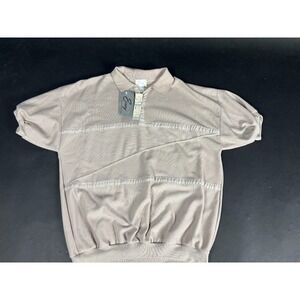 NWT Vintage Envoy Shirt Men's XL Beige Cotton RuchedElastic Cuffs Short Sleeve